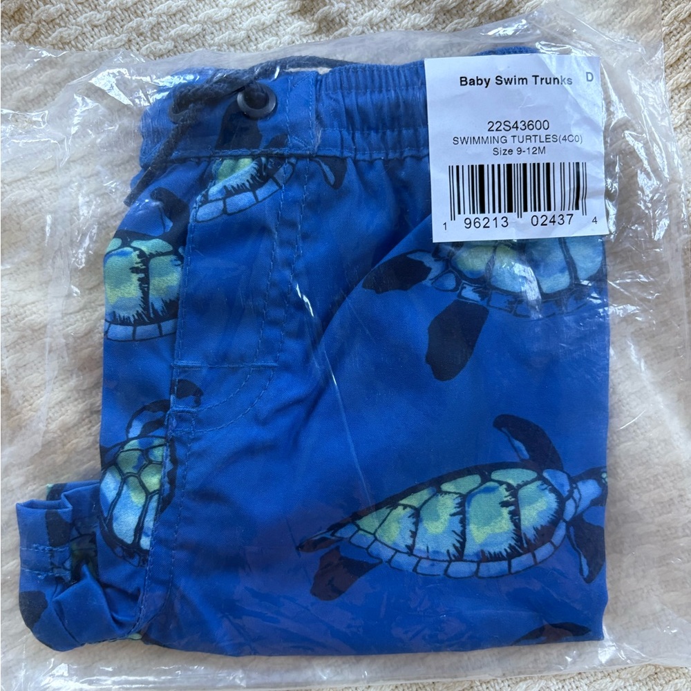 New 9-12 month tea collection Swimming Turtles Blue Baby Swim Trunks
